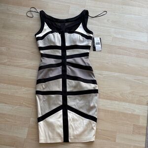Jax Black and Cream Striped Mini Dress